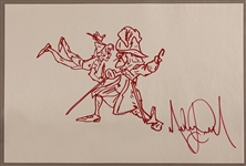 Michael Jackson Signed Original 18 x 12 Drawing of Peter Pan and Captain Hook