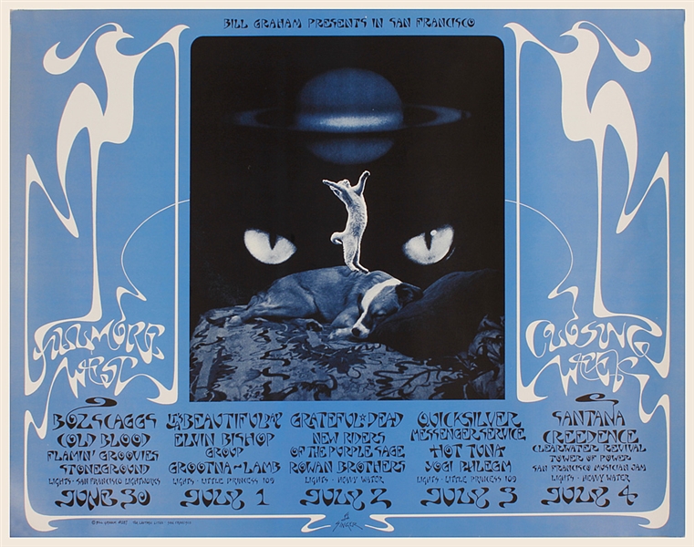 Fillmore West Original 1971 Closing Week Concert Poster Featuring The Grateful Dead<br> BG 287
