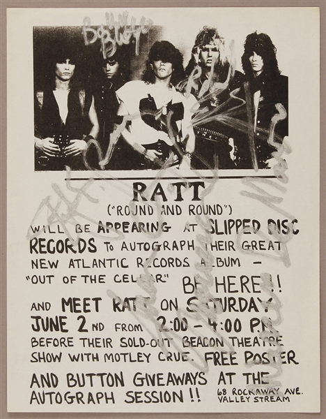 RATT Signed Original Promotional Appearance Flyer