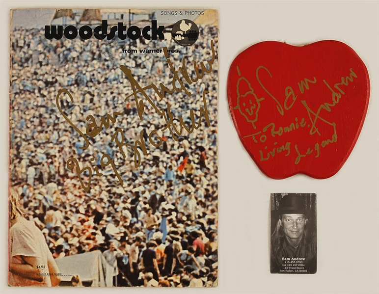 Big Brother and the Holding Company Sam Andrew Signed Woodstock 69 Original Program and Pick 