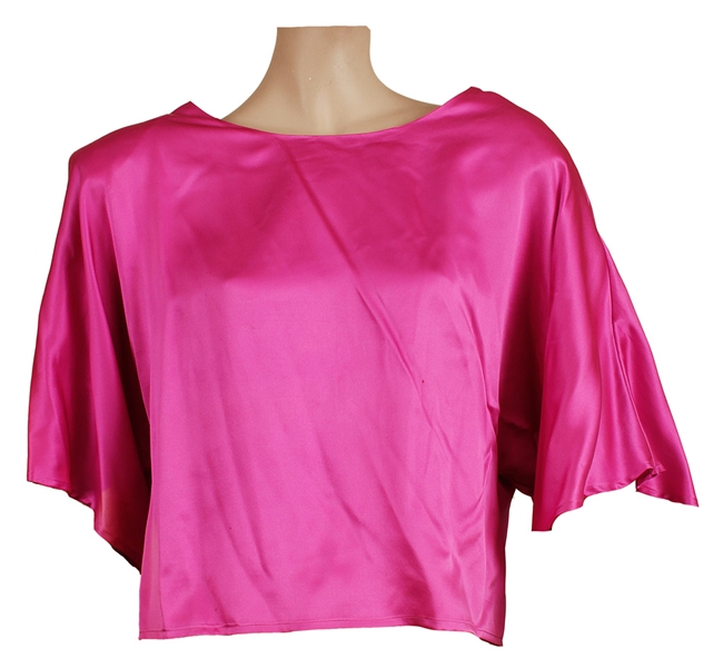 Stevie Nicks Owned & Worn Pink Satin Long-Sleeved Shirt