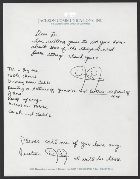 Jermaine Jackson Handwritten & Signed Letter to Joe Jackson 