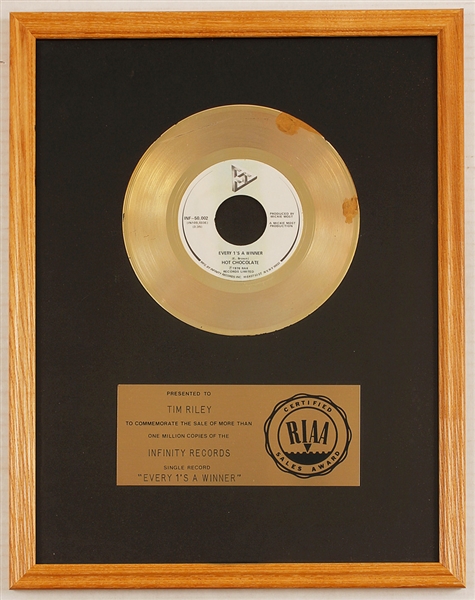 Hot Chocolate "Every 1s A Winner" Original RIAA Gold Single Record Award