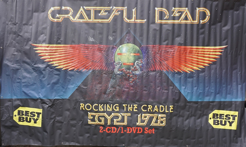 Grateful Dead Bob Weir & Phil Lesh Signed Over-Sized "Rocking the Cradle Egypt 1978" Banner