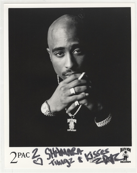 Tupac Shakur Signed & Inscribed Original Death Row Records Publicity Photograph