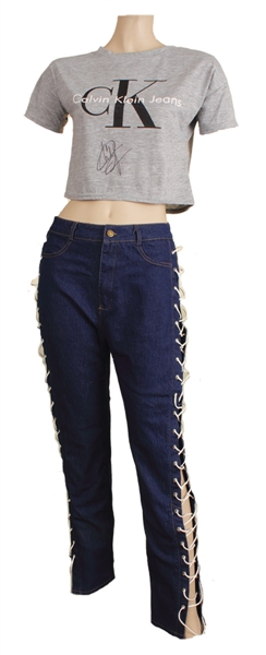 Christina Aguilera Worn and Signed Calvin Klein Top and Denim Jeans
