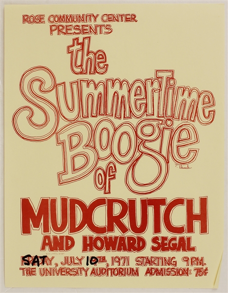 Tom Petty Mudcrutch Original 1971 Concert Handbill 