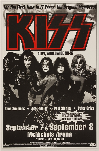 Peter Criss Signed Original KISS Alive/Worldwide Concert Posters (2)