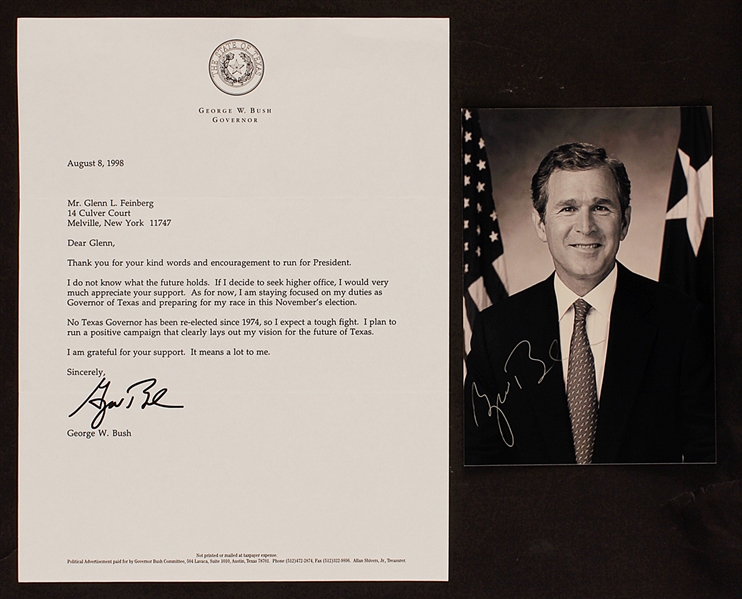 Governor George W. Bush Letter and Photograph with Autopen Signatures