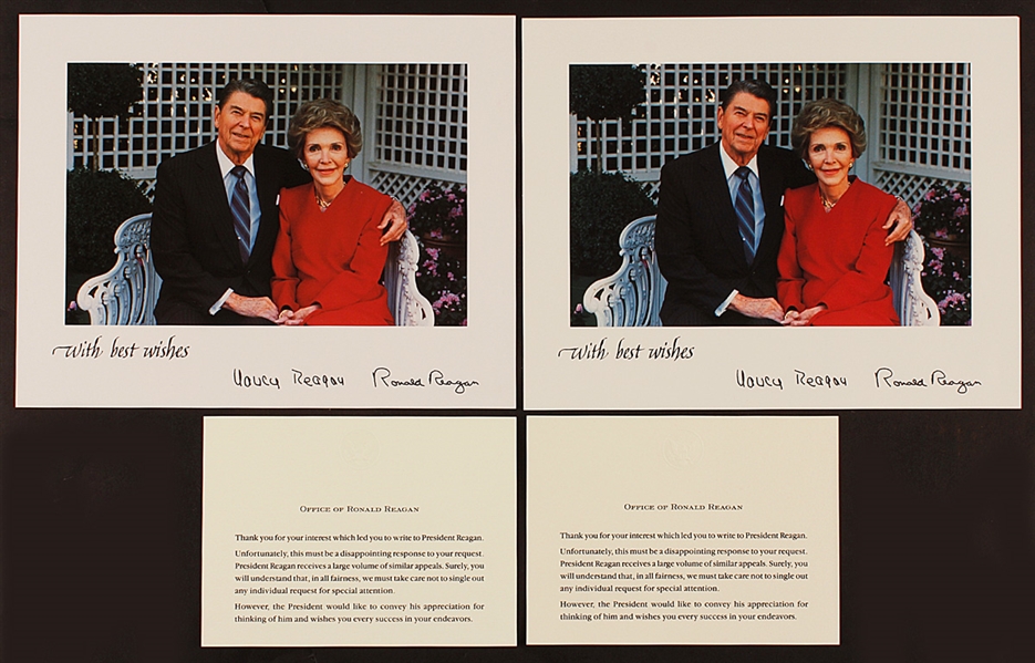 President Ronald Reagan and First Lady Nancy Reagan Autopen Signed Photographs with White House Response Cards