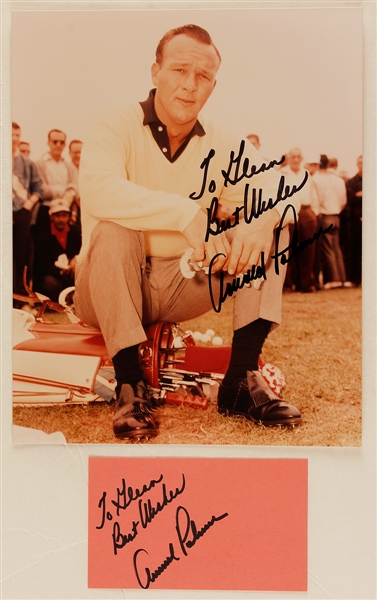 Arnold Palmer Signed & Inscribed Photograph and Signed Index Card