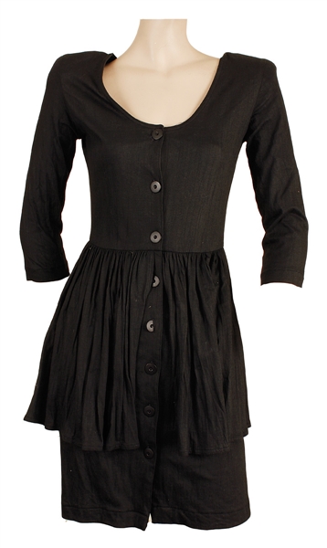 Stevie Nicks Owned & Worn Button Down Black Dress with Pleats