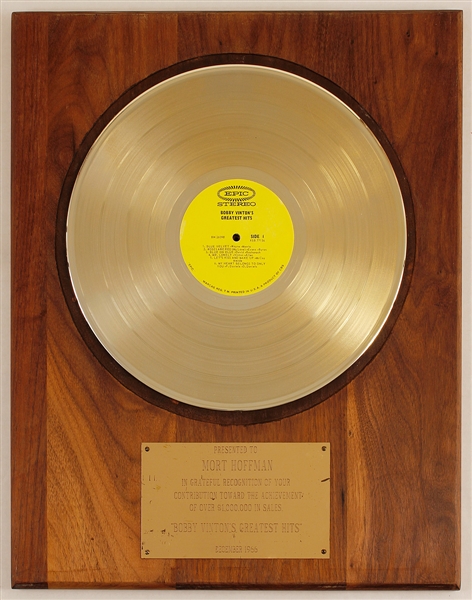 "Bobby Vintons Greatest Hits" Original Gold Record Award