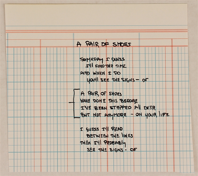 Gene Simmons Handwritten "A Pair of Shoes" Lyrics