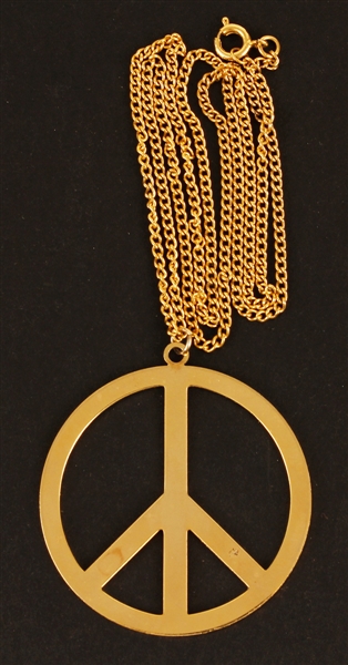 Prince Stage Worn Peace Sign Gold Necklace