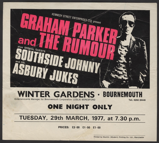 Graham Parker/Southside Johnny and the Asbury Jukes Original 1977 U.K. Concert Handbill