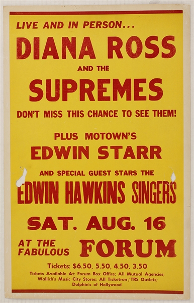 Diana Ross and the Supremes 1969 Original Concert Poster with the Jackson 5s First Appearance on Stage