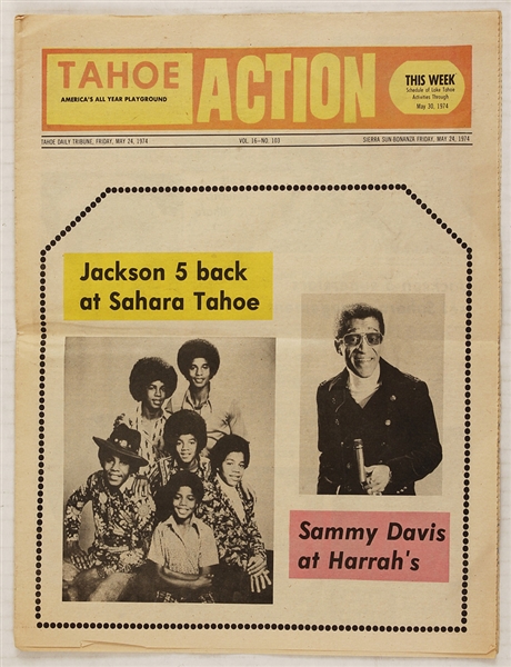 Jackson 5 and Sammy Davis, Jr. Original "Tahoe Action" Newspaper Magazine 