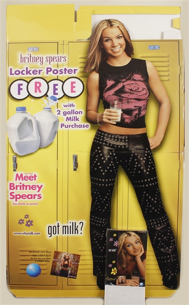 Britney Spears "Got Milk" Original Cardboard Standee Display with Original Mini-Posters and Signed & Inscribed "In The Zone" C.D. Insert and Laminate