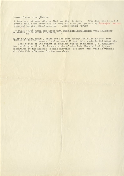 Stuart Sutcliffe Original Typewritten Letter to George Harrison