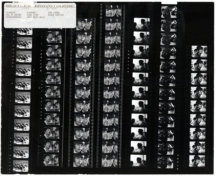 Beatles Original 1967 Press Conference Stamped Contact Sheet