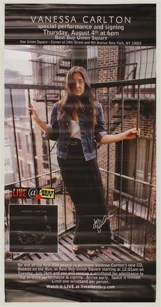 Vanessa Carlton Signed "Rabbits on the Run" Original Live Appearance & Performance Promotional Banner and Signed C.D. Insert