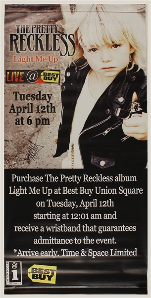 The Pretty Reckless Taylor Momsen Signed Original "Light Me Up" Live Appearance Banner, Signed C.D. Insert and Laminate