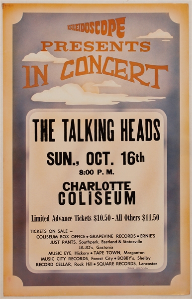 The Talking Heads Original 1983 Charlotte Coliseum Cardboard Concert Poster
