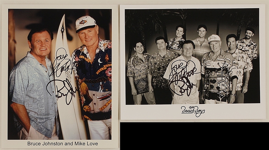 Beach Boys Mike Love and Bruce Johnston Signed Photographs (2) and Photograph