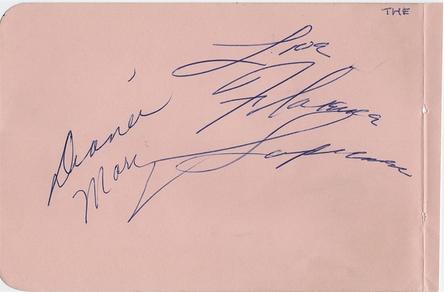 The Supremes Original Autographs Circa 1964