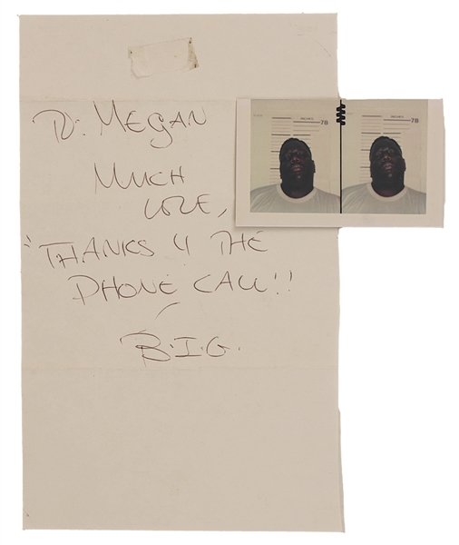 Biggie Smalls Original Mug Shots and Handwritten & Signed Note from Jail
