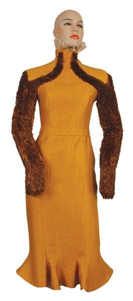 Lady Gaga Worn Custom Golden Mustard Beaded Dress
