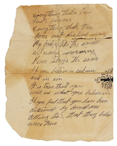 Fleetwood Mac Founder Peter Green Handwritten Unreleased Lyrics From The Collection of Larry Vigon