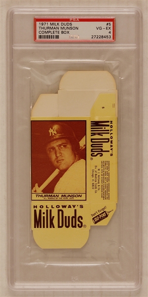 Rare 1971 Milk Duds Thurman Munson Complete Box graded PSA VG-EX 4