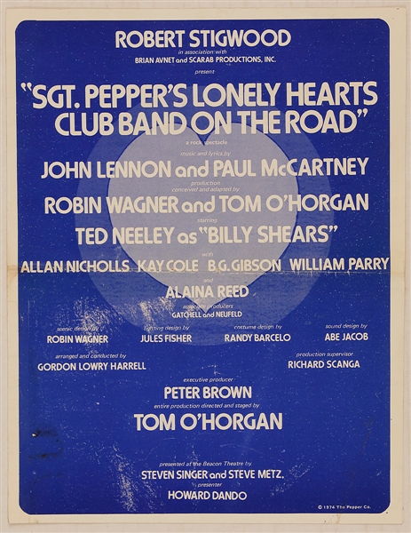 Robert Stigwood "Sgt. Peppers Lonely Hearts Club Band on the Road" Original Rock Spectacle Program