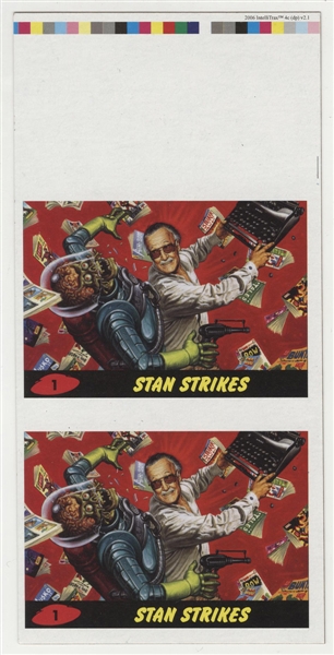 2013 Topps Mars Attacks Stan Lee "Stan Strikes" Promotional Uncut 2-Card Panel