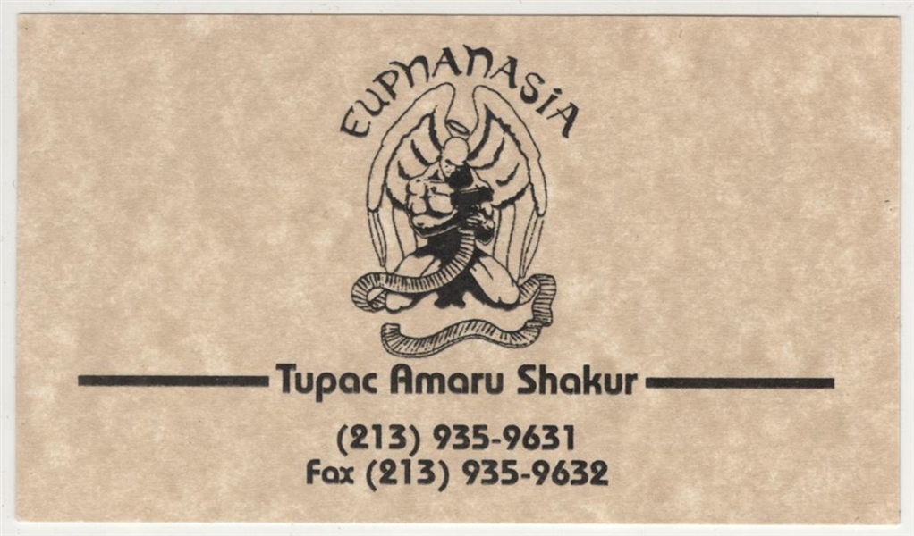 Tupac Shakurs Personal "Euphanasia" Business Card
