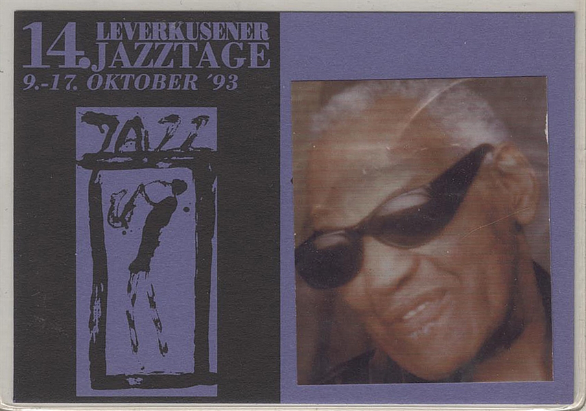 Ray Charles Personally Owned & Used 1993 Jazzstage Concert Pass