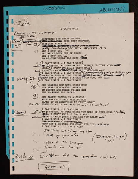 Stevie Nicks  Studio Used "I Cant Wait" Lyrics 