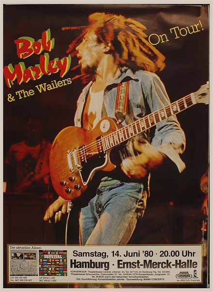 Bob Marley Original 1980 Hamburg Germany Concert Poster