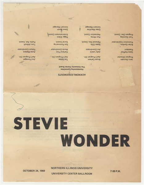 Stevie Wonder Original 1969 Concert Handbill, Program Biography and Ticket Stub