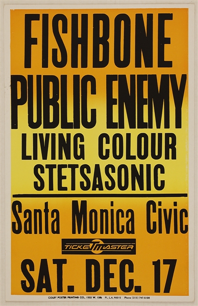 Public Enemy Original 1988 Concert Poster
