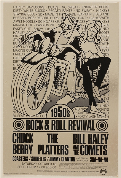 Chuck Berry/Bill Haley Original 1950s Rock & Roll Revival Concert Poster