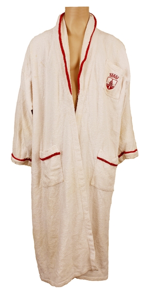 Michael Jackson Owned & Worn White Terry Cloth Robe With Red Royal Crest Insignia