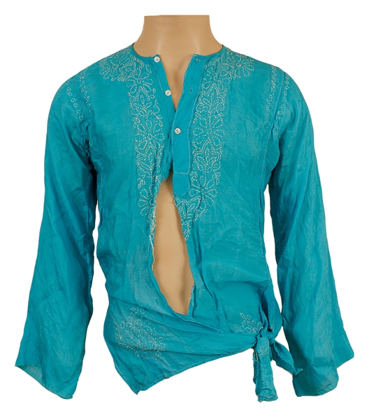 Tommy Bolin Stage and Personally Worn Blue Indian-Style Shirt