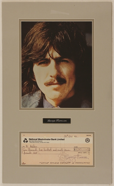 George Harrison Signed 1972 Check to Nicky Hopkins