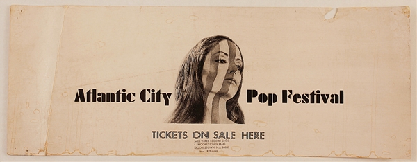 Historic 1969 Atlantic City Pop Festival Jefferson Airplane Janis Joplin Original Concert Poster