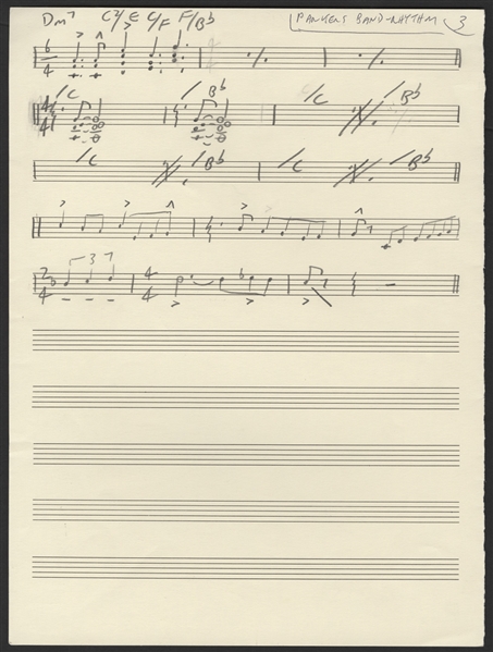 Steely Dan Donald Fagen Handwritten Music Score