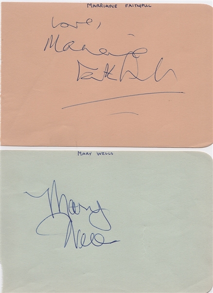 Marianne Faithfull and Mary Wells Autographs Circa 1964