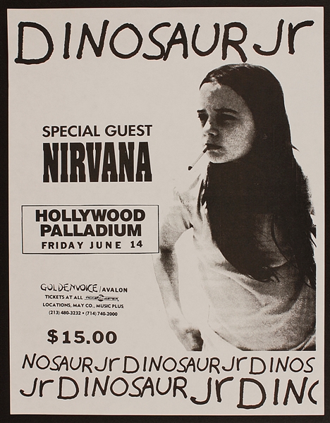 Nirvana/Dinosaur Jr. Original 1991 Concert Flyer (with Hole as Opening Act)